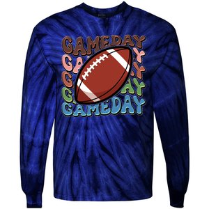 Retro Gameday Football Sports Fan Tie-Dye Long Sleeve Shirt