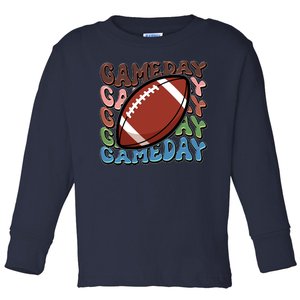 Retro Gameday Football Sports Fan Toddler Long Sleeve Shirt