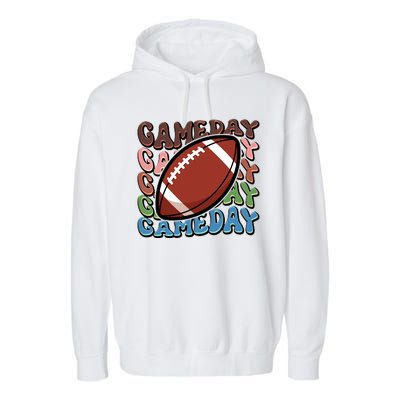 Retro Gameday Football Sports Fan Garment-Dyed Fleece Hoodie