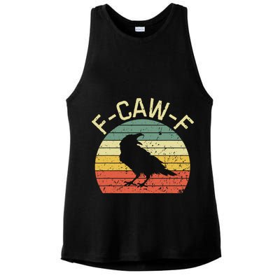 Retro Grunge F-Caw-F Black Crow Black Bird Cawing  Ladies PosiCharge Tri-Blend Wicking Tank