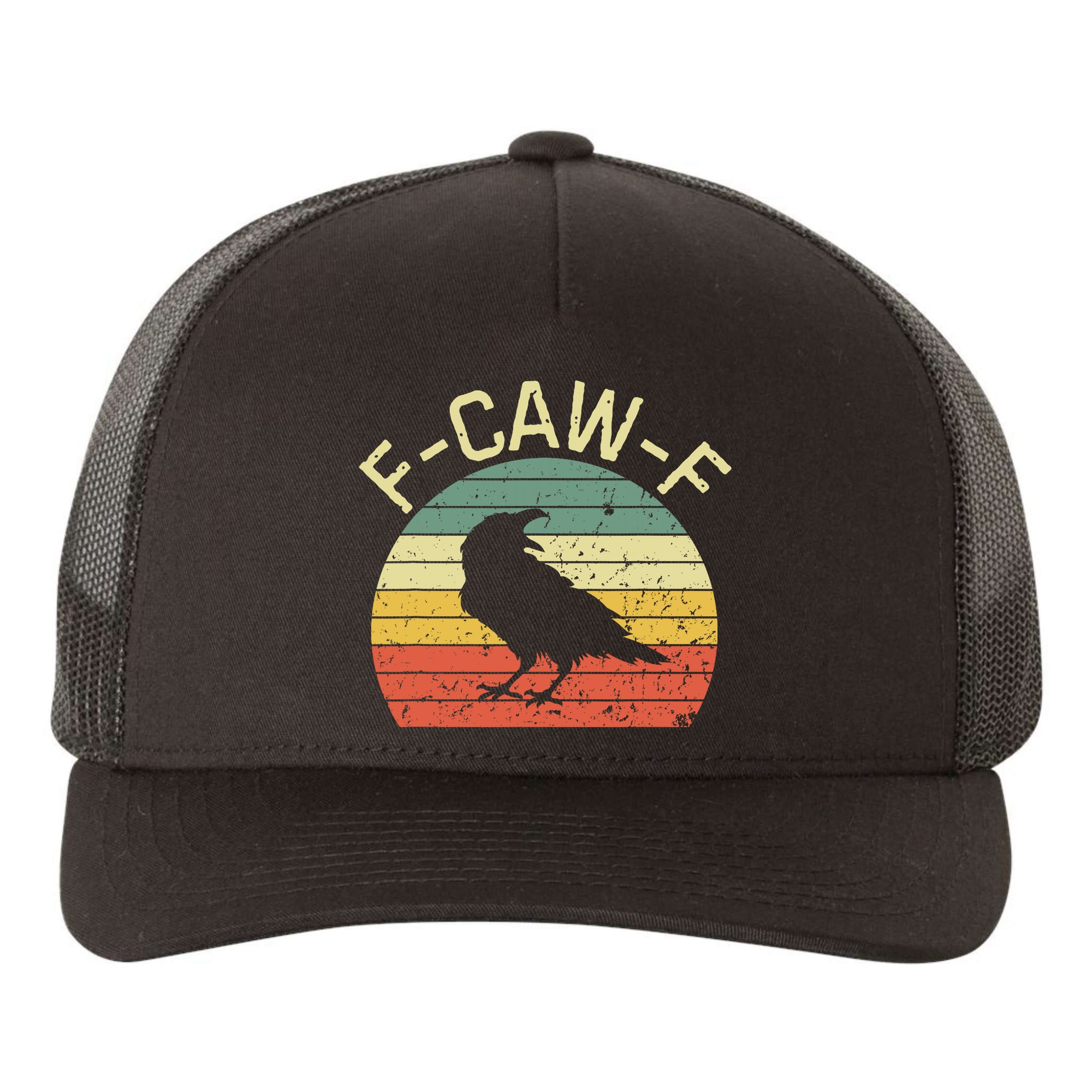 Retro Grunge F-Caw-F Black Crow Black Bird Cawing  Yupoong Adult 5-Panel Trucker Hat