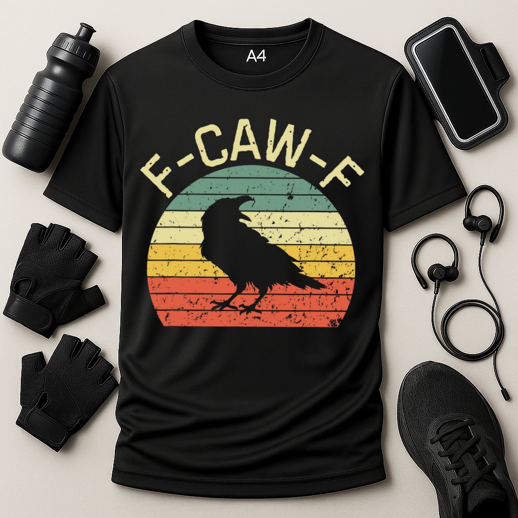 Retro Grunge F-Caw-F Black Crow Black Bird Cawing  Performance Shirt