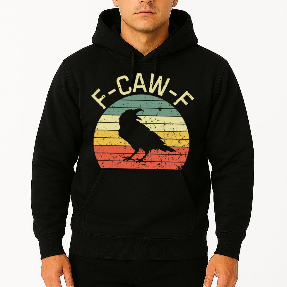 Retro Grunge F-Caw-F Black Crow Black Bird Cawing  Hoodie