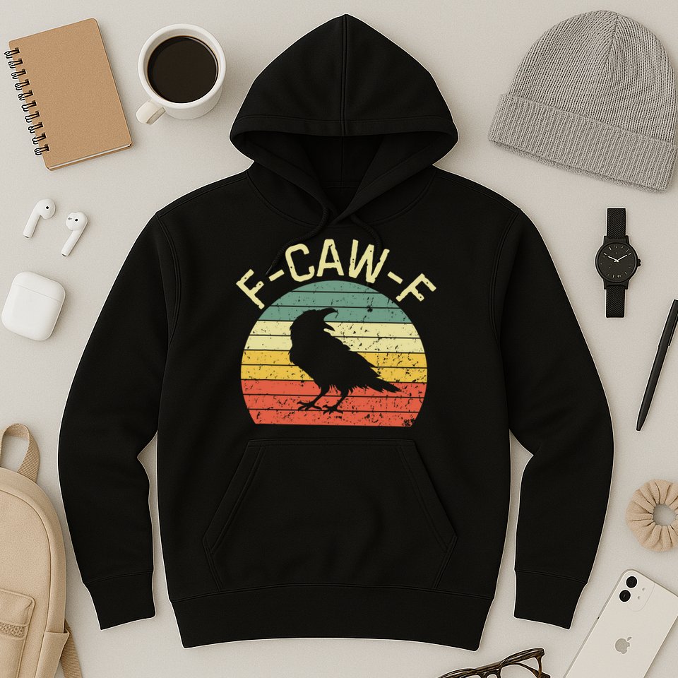 Retro Grunge F-Caw-F Black Crow Black Bird Cawing  Hoodie