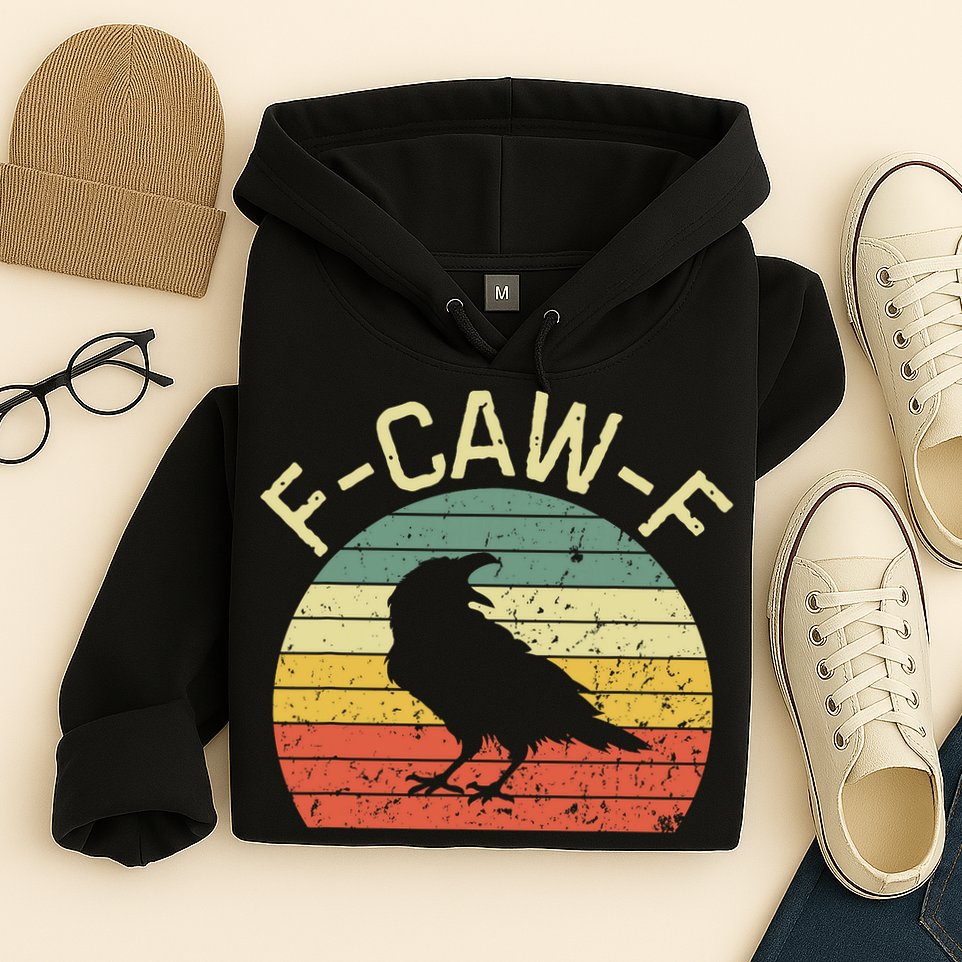 Retro Grunge F-Caw-F Black Crow Black Bird Cawing  Hoodie