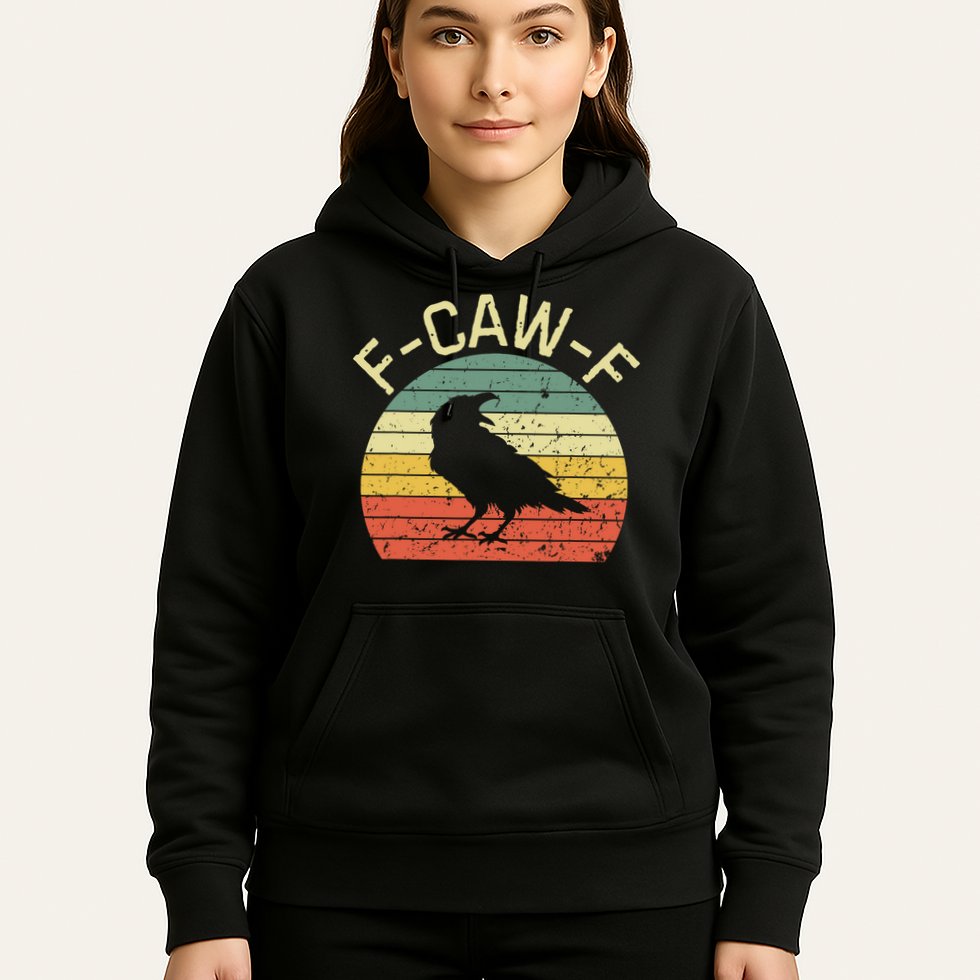 Retro Grunge F-Caw-F Black Crow Black Bird Cawing  Hoodie