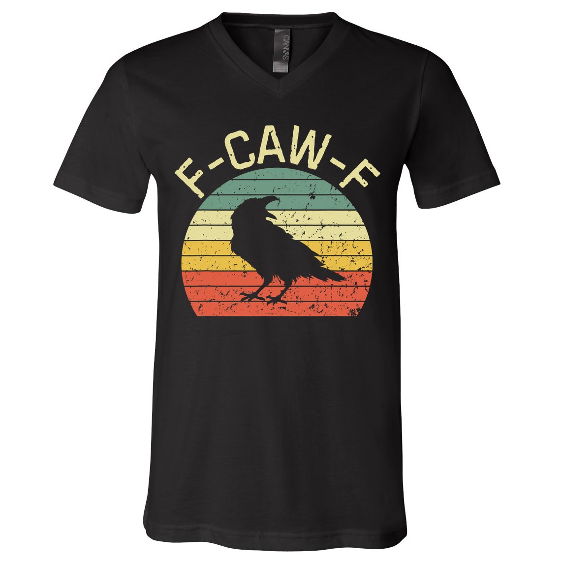 Retro Grunge F-Caw-F Black Crow Black Bird Cawing  V-Neck T-Shirt