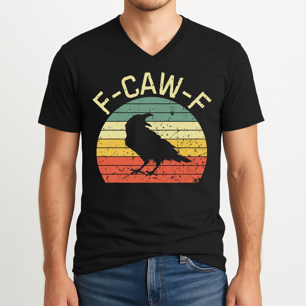 Retro Grunge F-Caw-F Black Crow Black Bird Cawing  V-Neck T-Shirt