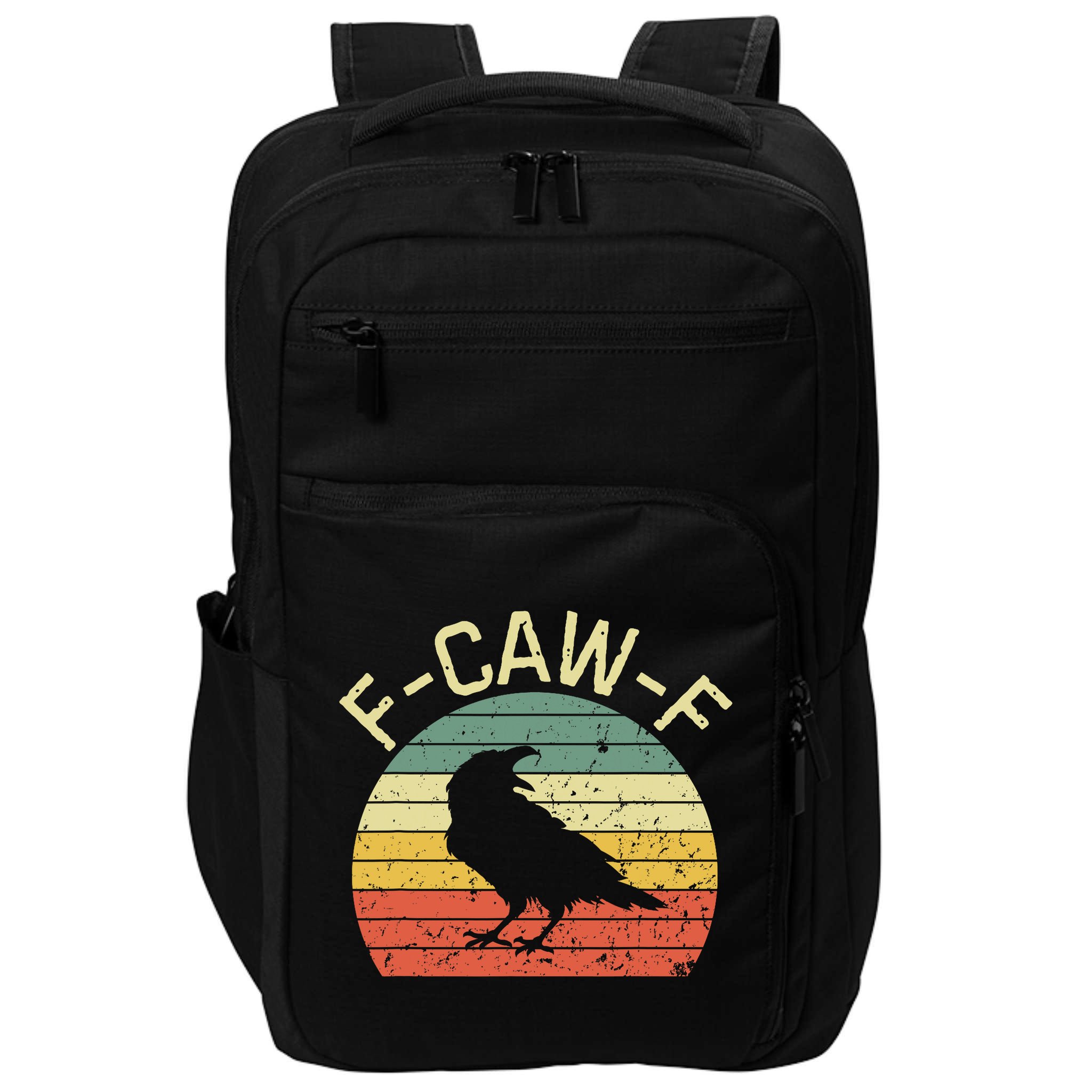 Retro Grunge F-Caw-F Black Crow Black Bird Cawing  Impact Tech Backpack