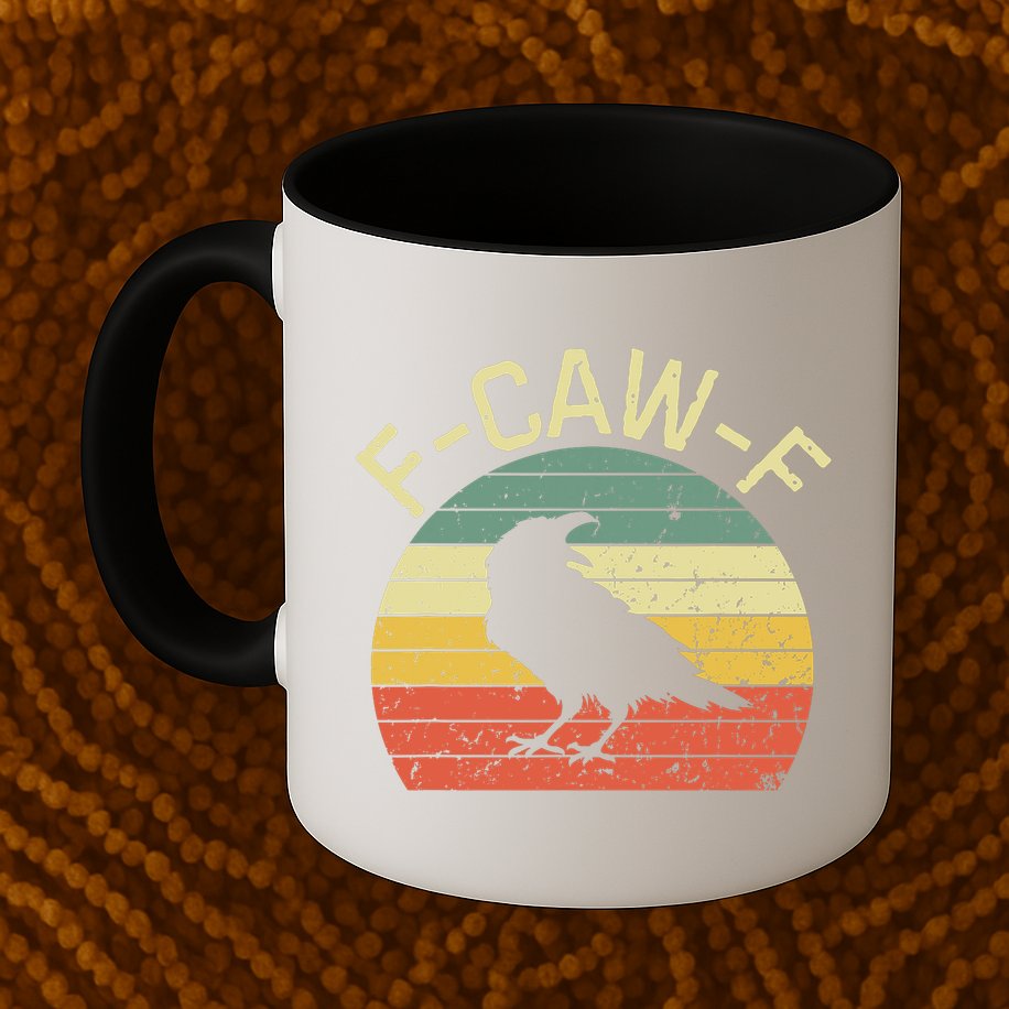 Retro Grunge F-Caw-F Black Crow Black Bird Cawing  Mug