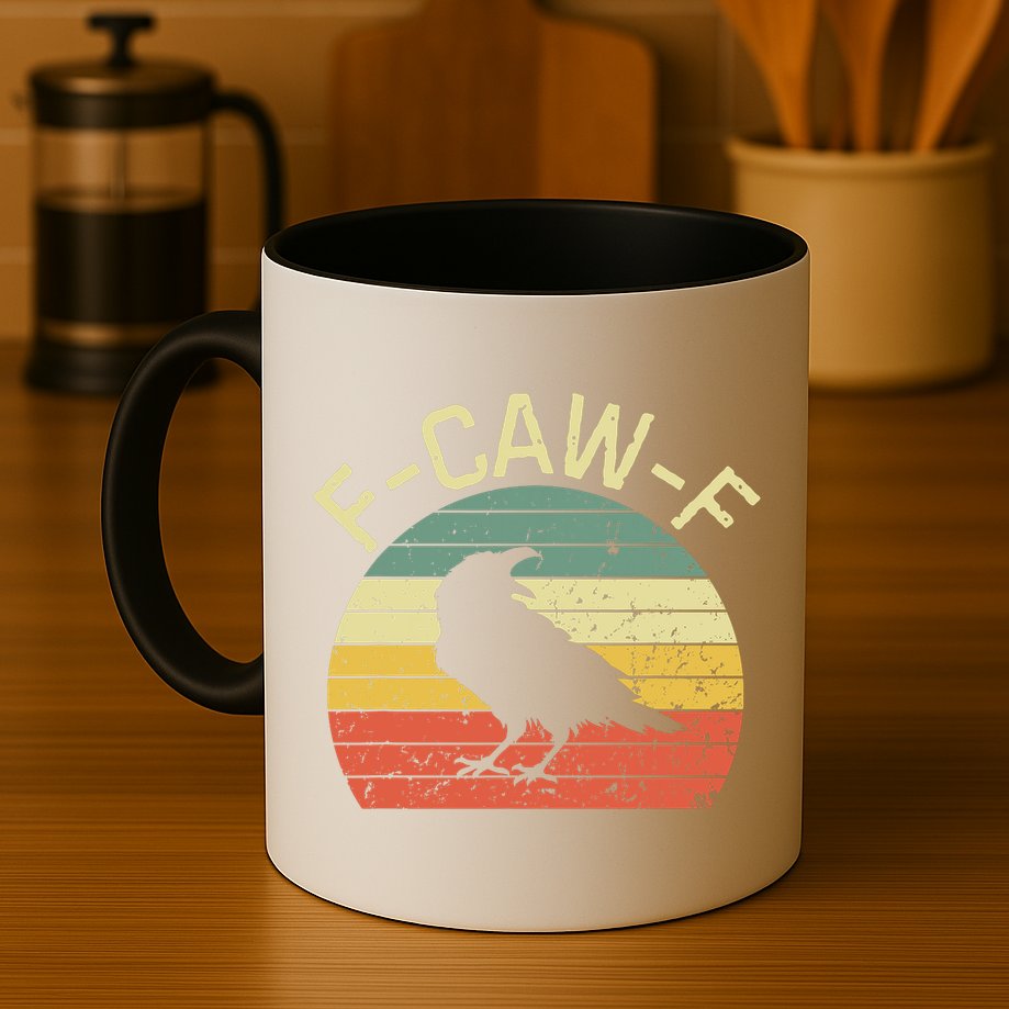 Retro Grunge F-Caw-F Black Crow Black Bird Cawing  Mug