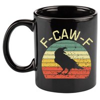 Retro Grunge F-Caw-F Black Crow Black Bird Cawing  11oz C Handle Ceramic Mug