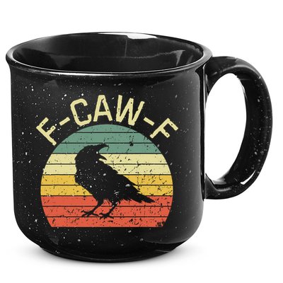 Retro Grunge F-Caw-F Black Crow Black Bird Cawing  15oz Campfire Ceramic Mug
