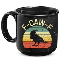 Retro Grunge F-Caw-F Black Crow Black Bird Cawing  15oz Campfire Ceramic Mug