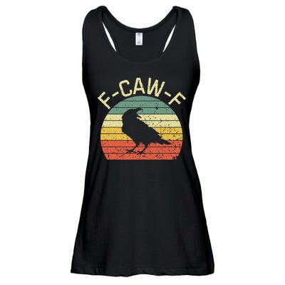 Retro Grunge F-Caw-F Black Crow Black Bird Cawing  Ladies Essential Flowy Tank