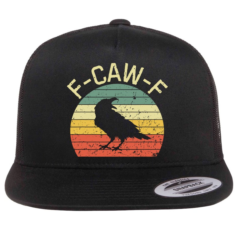 Retro Grunge F-Caw-F Black Crow Black Bird Cawing  Flat Bill Trucker Hat
