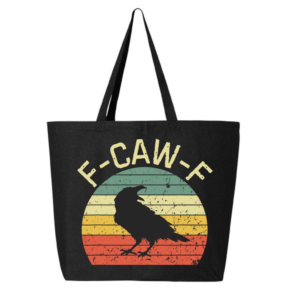Retro Grunge F-Caw-F Black Crow Black Bird Cawing  25L Jumbo Tote