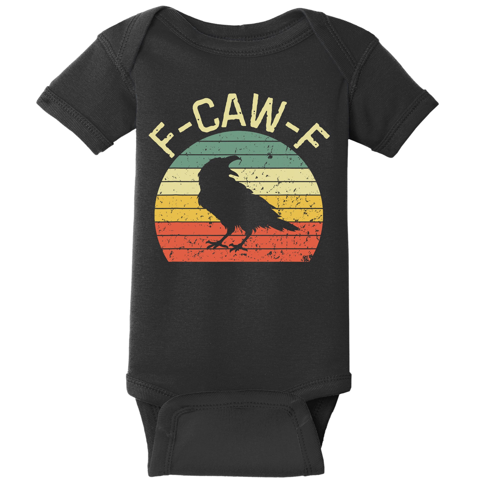 Retro Grunge F-Caw-F Black Crow Black Bird Cawing  Baby Bodysuit