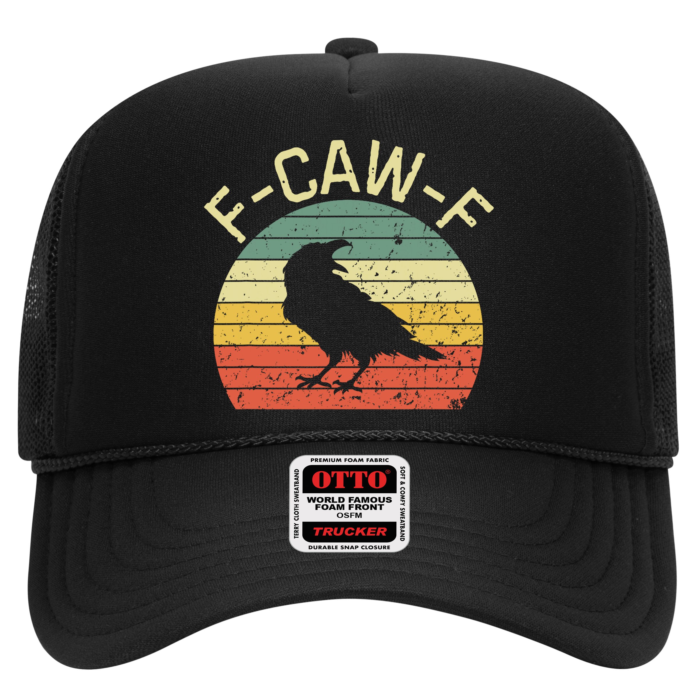 Retro Grunge F-Caw-F Black Crow Black Bird Cawing  Hat
