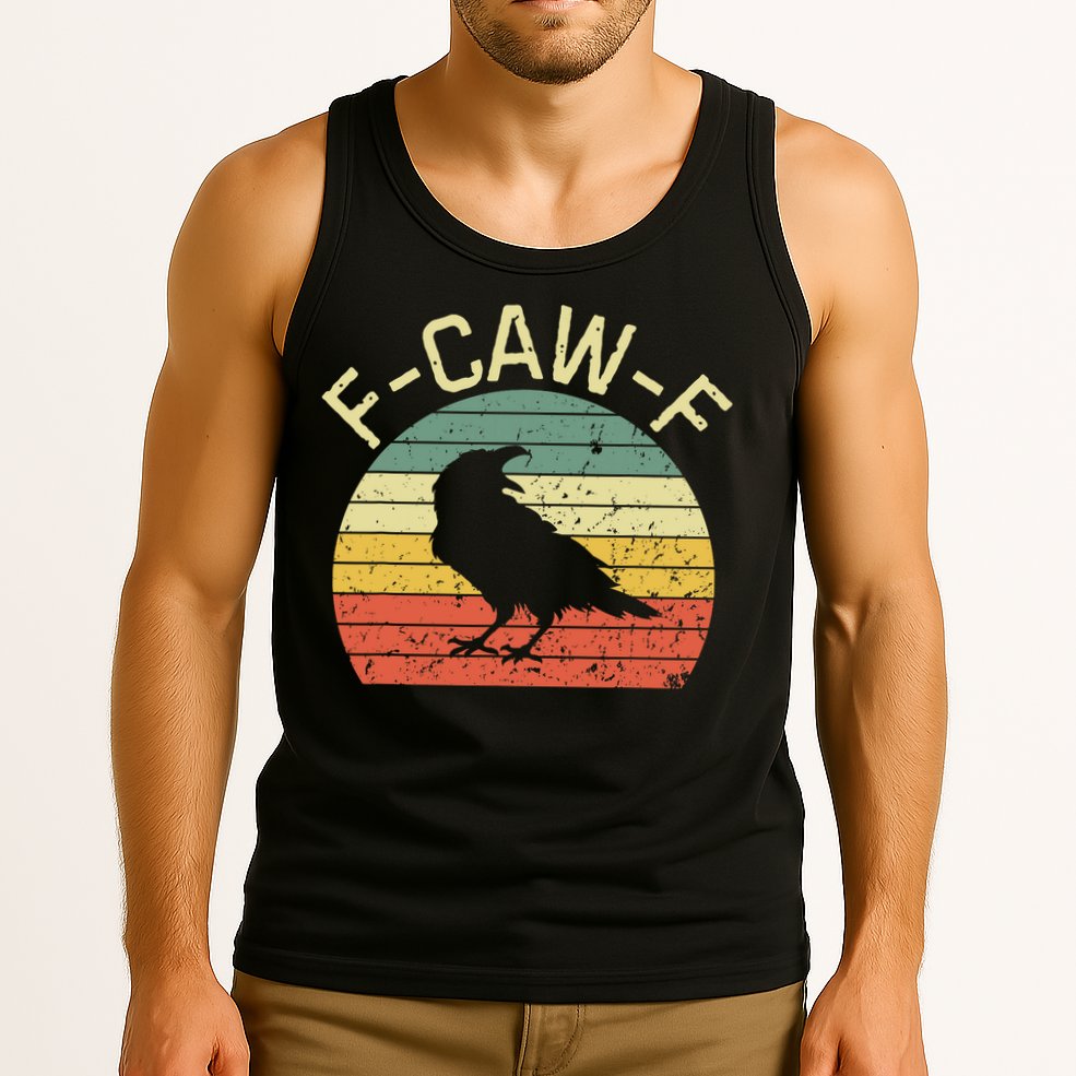 Retro Grunge F-Caw-F Black Crow Black Bird Cawing  Tank Top