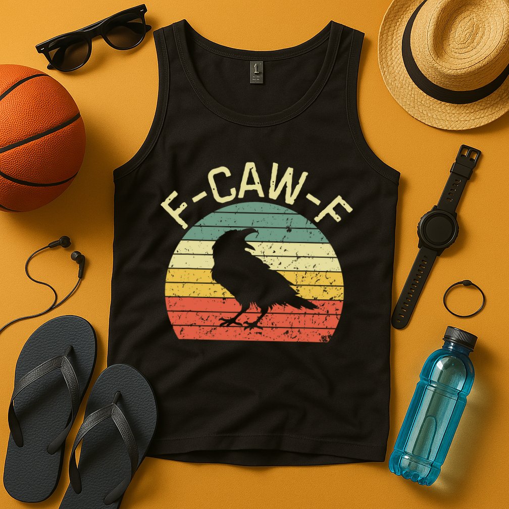 Retro Grunge F-Caw-F Black Crow Black Bird Cawing  Tank Top
