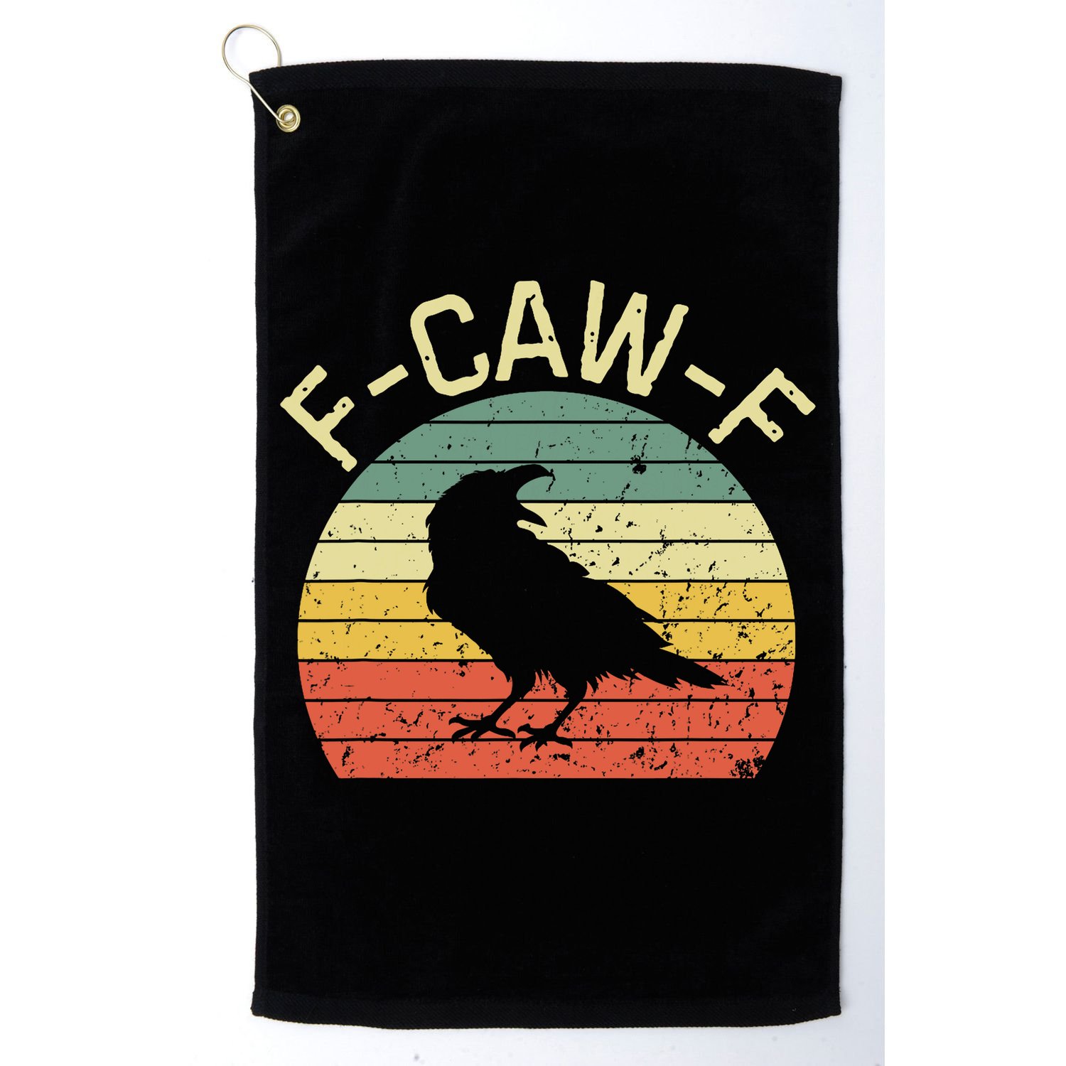 Retro Grunge F-Caw-F Black Crow Black Bird Cawing  Golf Towel