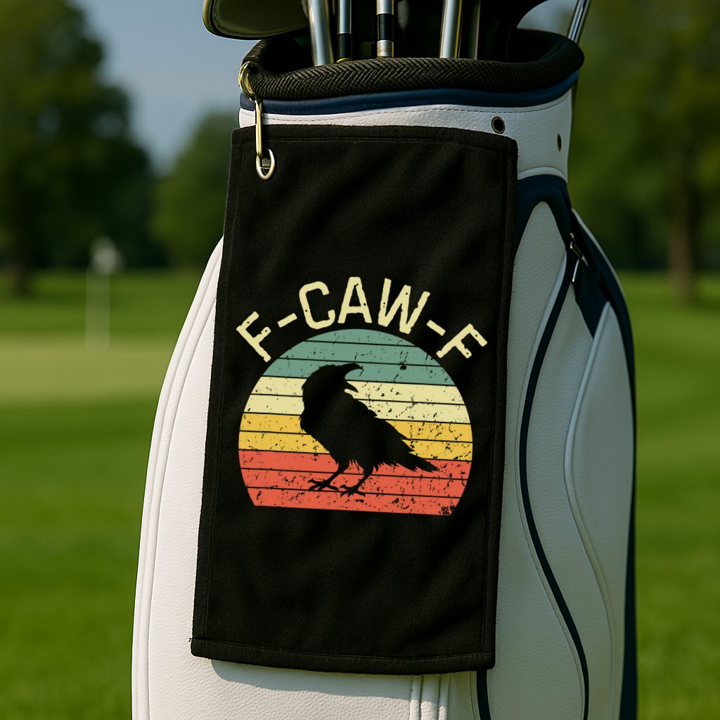 Retro Grunge F-Caw-F Black Crow Black Bird Cawing  Golf Towel