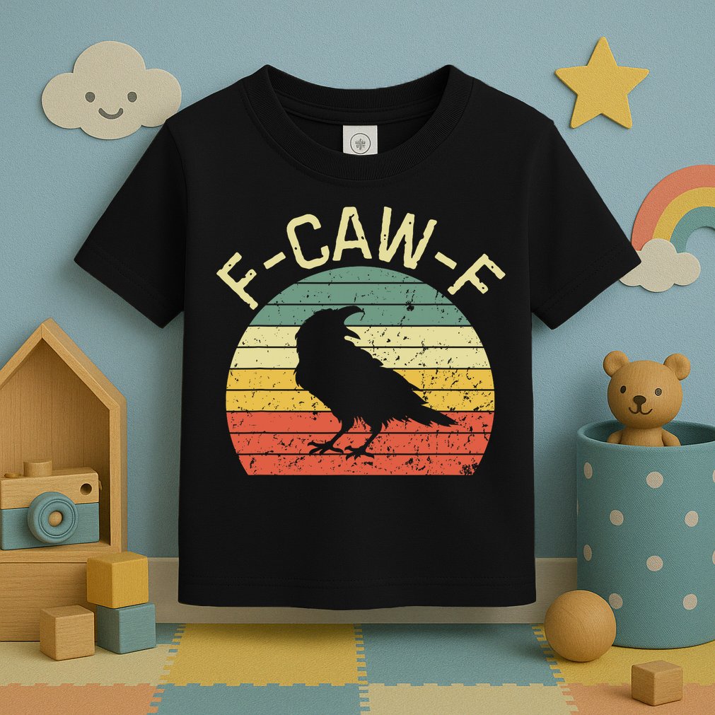 Retro Grunge F-Caw-F Black Crow Black Bird Cawing  Toddler T-Shirt