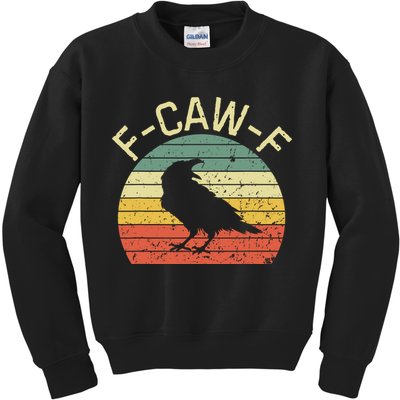 Retro Grunge F-Caw-F Black Crow Black Bird Cawing  Kids Sweatshirt