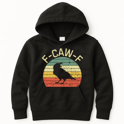 Retro Grunge F-Caw-F Black Crow Black Bird Cawing  Kids Hoodie