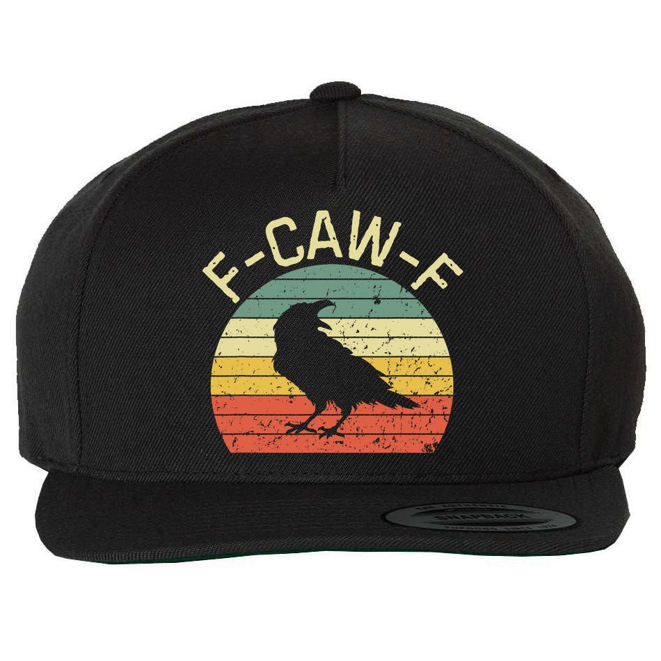Retro Grunge F-Caw-F Black Crow Black Bird Cawing  Wool Snapback Cap