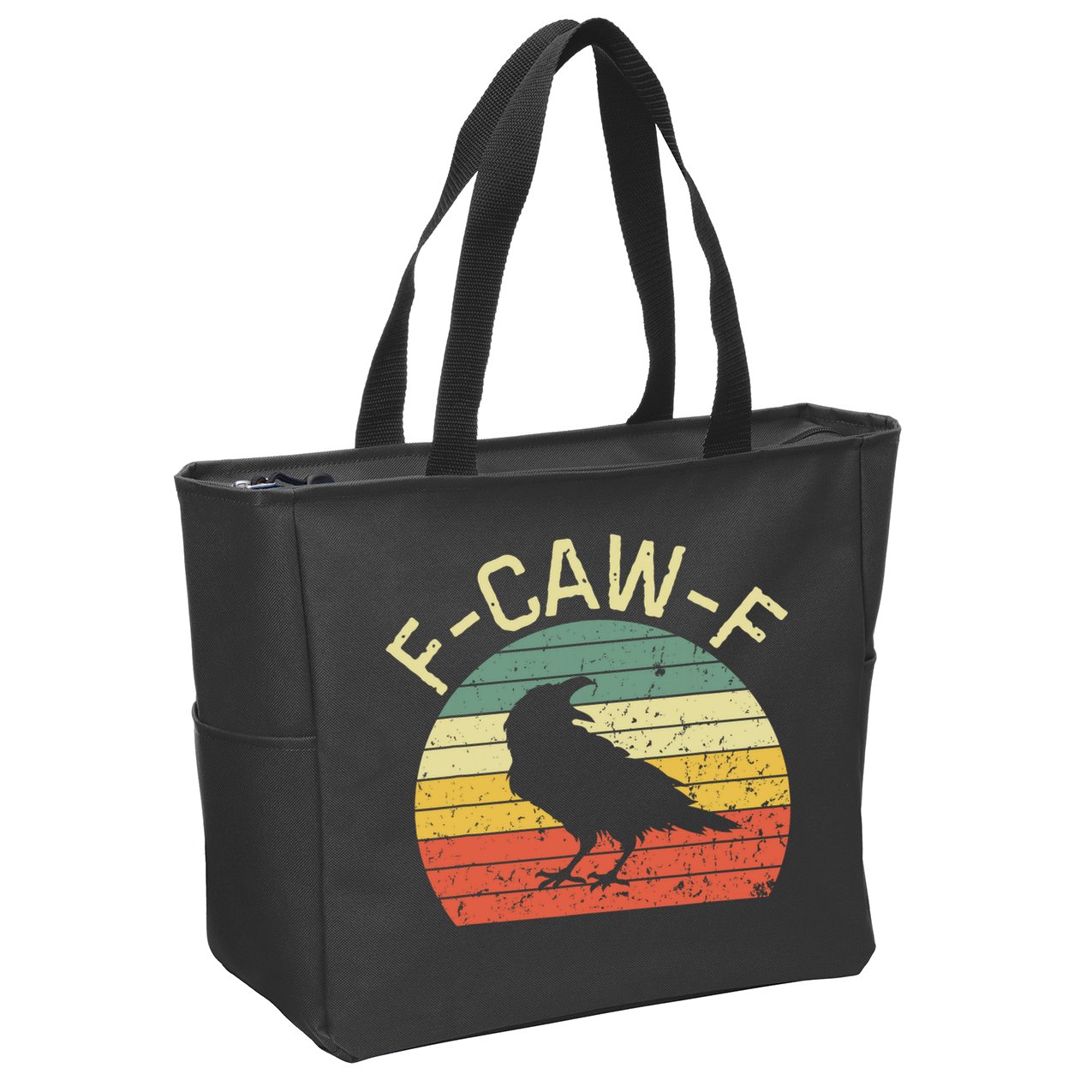 Retro Grunge F-Caw-F Black Crow Black Bird Cawing  Zip Tote Bag