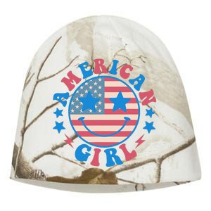 Retro Groovy Fourth 4th Of July Smile American Girl Kati - Camo Knit Beanie