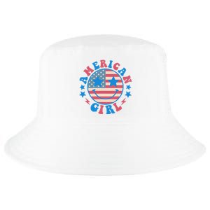 Retro Groovy Fourth 4th Of July Smile American Girl Cool Comfort Performance Bucket Hat