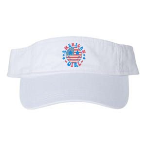 Retro Groovy Fourth 4th Of July Smile American Girl Valucap Bio-Washed Visor