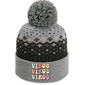 Retro Groovy Floral Virgo Zodiac Sign Birthday Horoscope Gift The Baniff Cuffed Pom Beanie