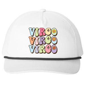 Retro Groovy Floral Virgo Zodiac Sign Birthday Horoscope Gift Snapback Five-Panel Rope Hat