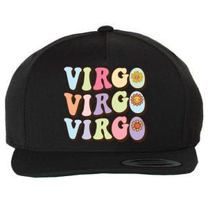 Retro Groovy Floral Virgo Zodiac Sign Birthday Horoscope Gift Wool Snapback Cap