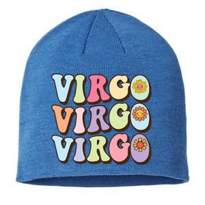 Retro Groovy Floral Virgo Zodiac Sign Birthday Horoscope Gift Sustainable Beanie