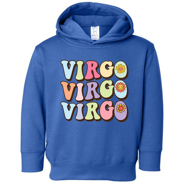 Retro Groovy Floral Virgo Zodiac Sign Birthday Horoscope Gift Toddler Hoodie