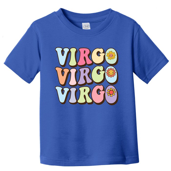 Retro Groovy Floral Virgo Zodiac Sign Birthday Horoscope Gift Toddler T-Shirt