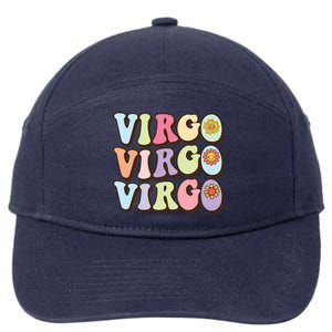 Retro Groovy Floral Virgo Zodiac Sign Birthday Horoscope Gift 7-Panel Snapback Hat