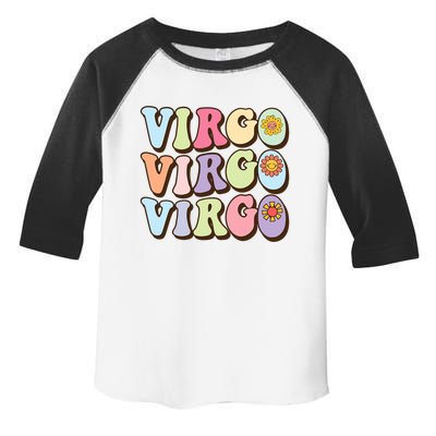 Retro Groovy Floral Virgo Zodiac Sign Birthday Horoscope Gift Toddler Fine Jersey T-Shirt