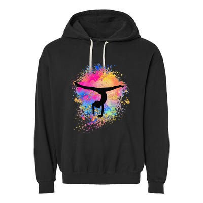 Rainbow Gymnastics Female Gymnast Silhouette HandStand Garment-Dyed Fleece Hoodie