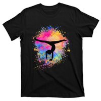 Rainbow Gymnastics Female Gymnast Silhouette HandStand T-Shirt