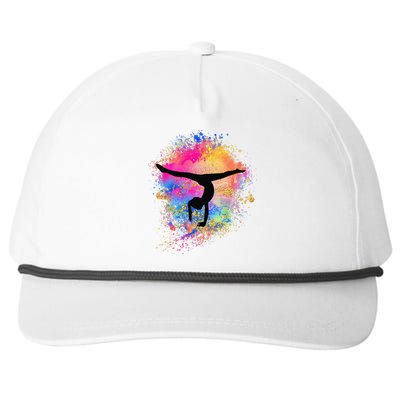 Rainbow Gymnastics Female Gymnast Silhouette HandStand Snapback Five-Panel Rope Hat