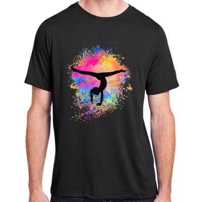 Rainbow Gymnastics Female Gymnast Silhouette HandStand Adult ChromaSoft Performance T-Shirt