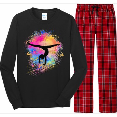 Rainbow Gymnastics Female Gymnast Silhouette HandStand Long Sleeve Pajama Set