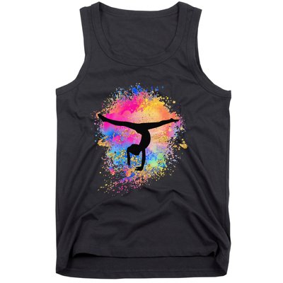 Rainbow Gymnastics Female Gymnast Silhouette HandStand Tank Top