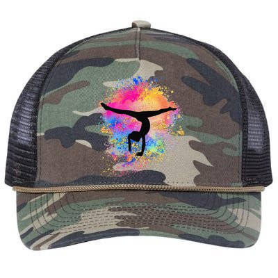 Rainbow Gymnastics Female Gymnast Silhouette HandStand Retro Rope Trucker Hat Cap